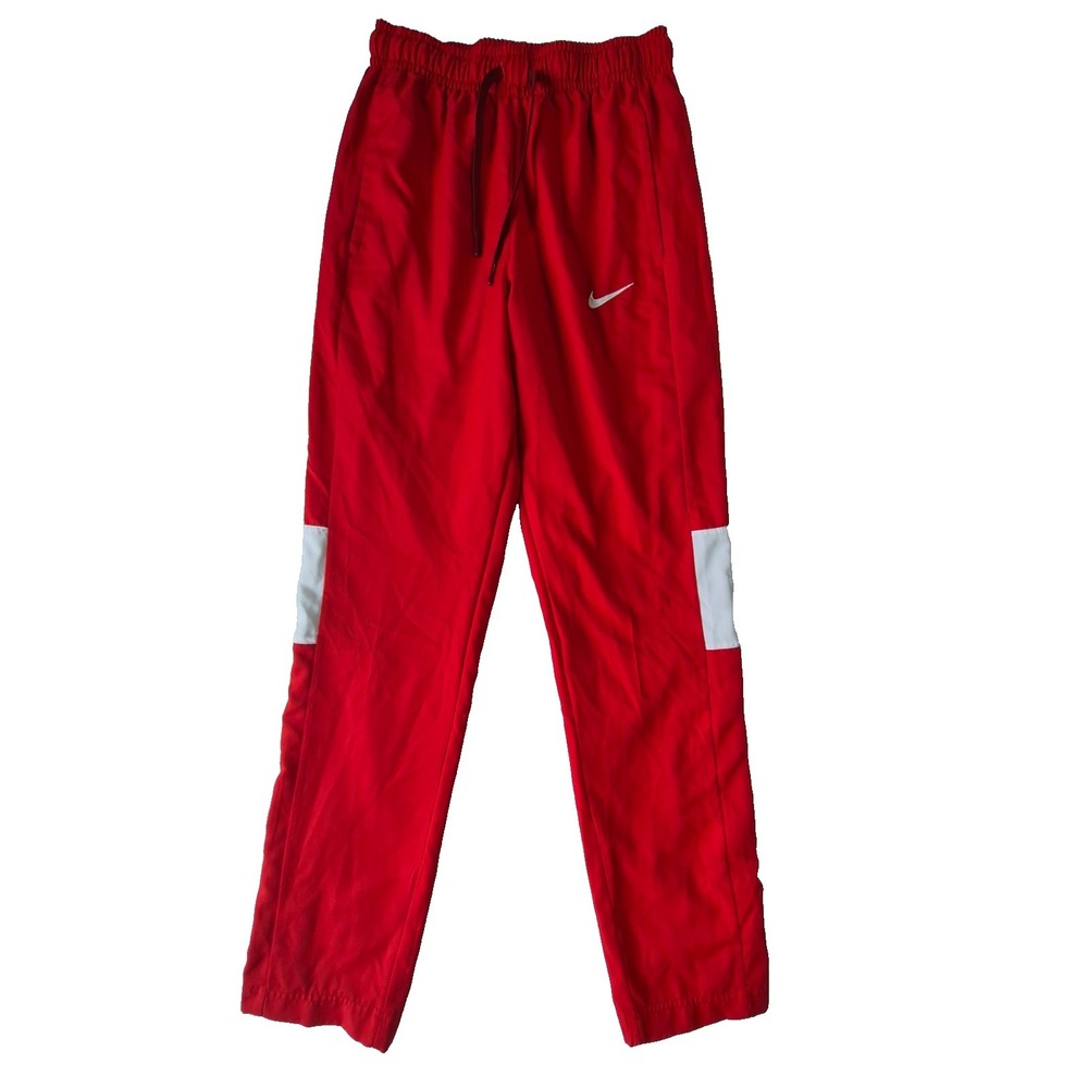 Nike Dri-FIT Track Pants Mens Small Red Athletic Snap Leg Training Joggers